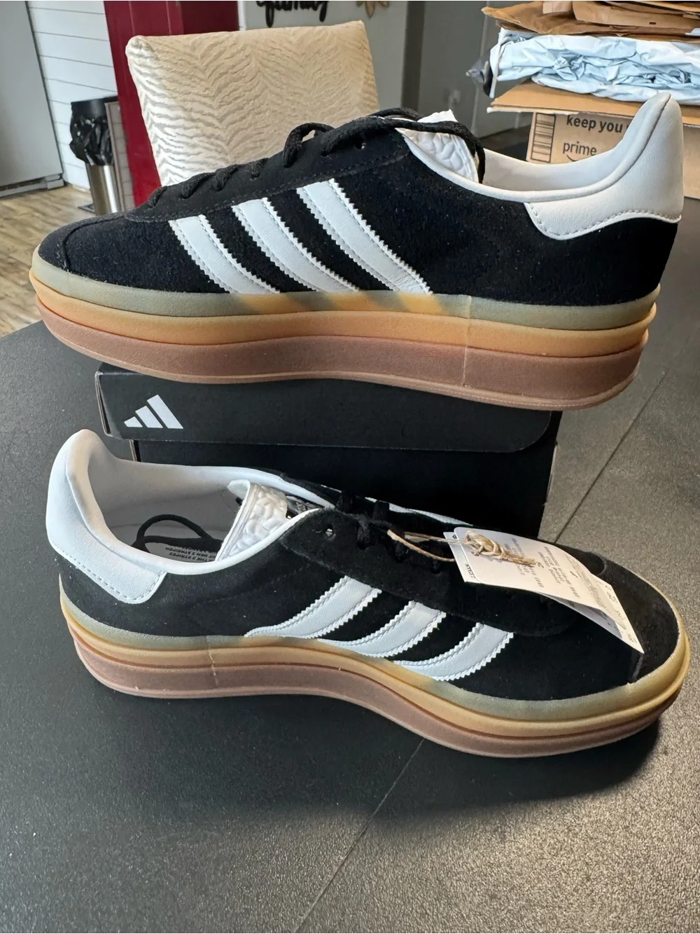 Adidas Gazelle Triple Stack 8.5 Women’s Sneakers - Black / White - Picture 2 of 6